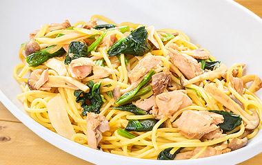 サーモンと ほうれん草の和風パスタ
