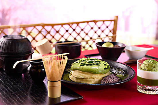 抹茶クリームのリコッタパンケーキ